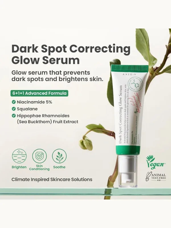 Benefits of AXIS-Y Dark Spot Correcting Glow Serum – fades dark spots, brightens skin tone, evens complexion