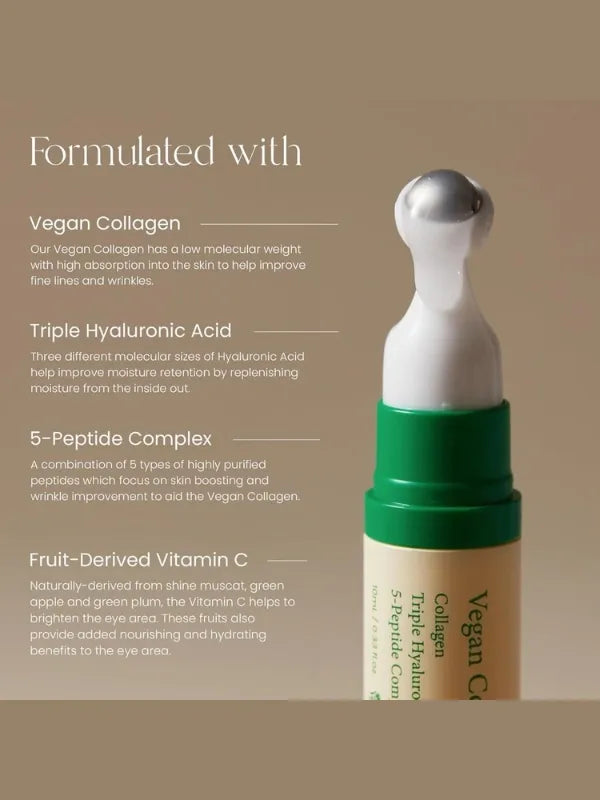 AXIS-Y Vegan Collagen Eye Serum ingredients – vegan collagen, peptides, and hyaluronic acid for firming and hydration