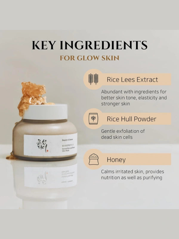 Beauty of Joseon Ground Rice and Honey Glow Mask 150ml ingredients – rice powder, honey extract, and natural oils for smooth, radiant skin