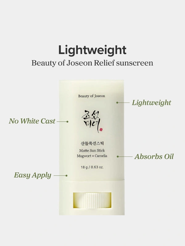 Benefits of Beauty of Joseon Matte Sun Stick – controls shine, protects from UV rays, and keeps skin fresh