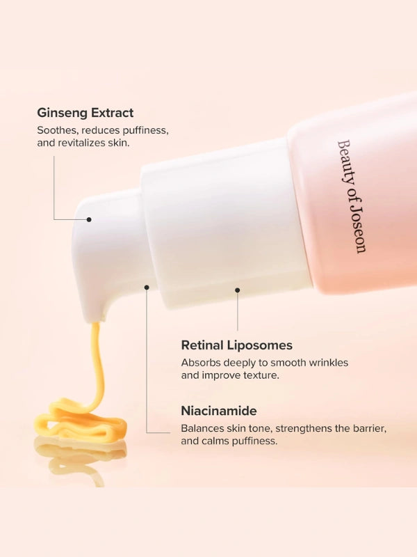 Beauty of Joseon Revive Eye Serum Ginseng + Retinal 30ml ingredients – ginseng root extract, retinal, and niacinamide for wrinkle care and brightening