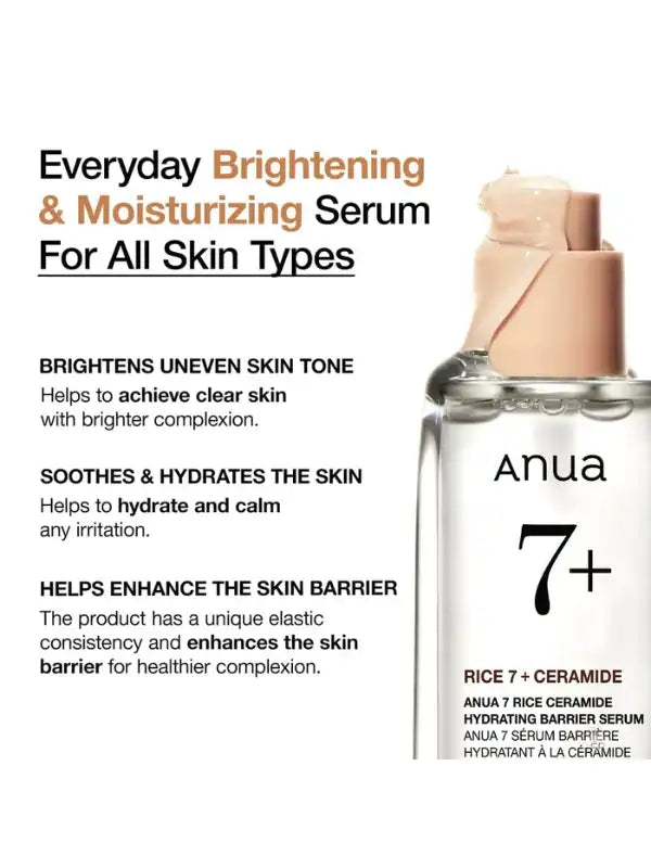 Benefits of Anua 7 Rice Ceramide Hydrating Barrier Serum – nourishes, plumps, and strengthens the skin barrier
