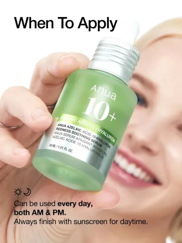 Daily serum with azelaic acid to reduce redness and improve skin clarity