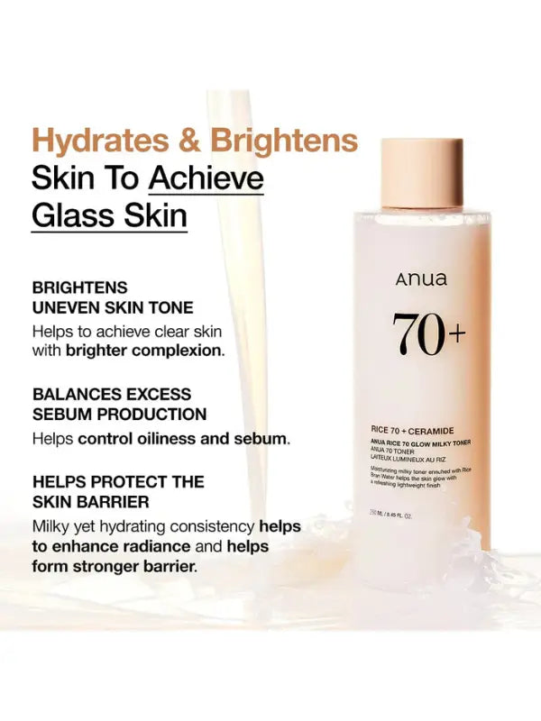 Anua - Rice 70 Glow Milky Toner - 250 ml benefits