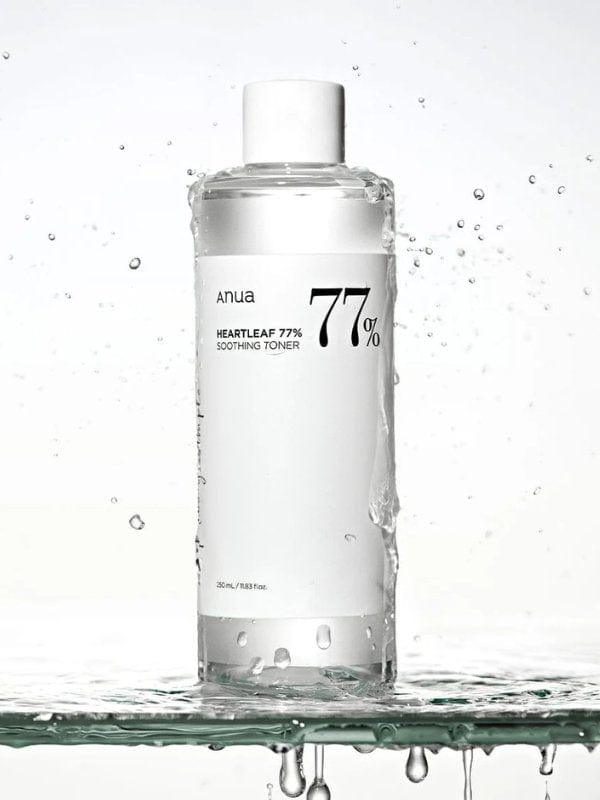 Anua Heartleaf 77 Toner in clear bottle – Korean skincare for skin relief