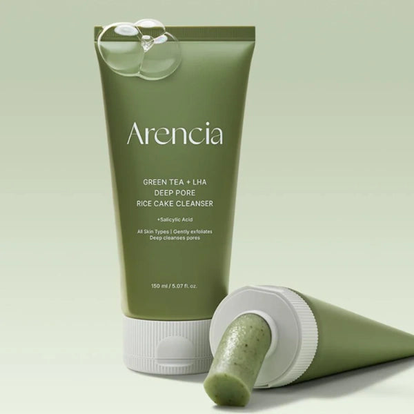 Arencia Green Tea + LHA Deep Pore Rice Cake Cleanser – suitable for oily, combination, or acne-prone skin