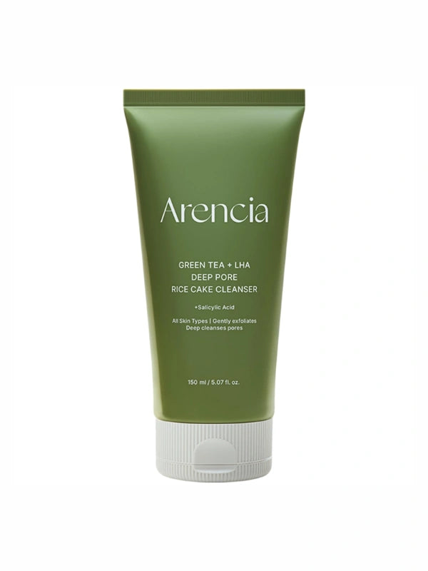 Arencia Green Tea + LHA Deep Pore Rice Cake Cleanser 150g – deep-cleansing solid face wash for clear skin