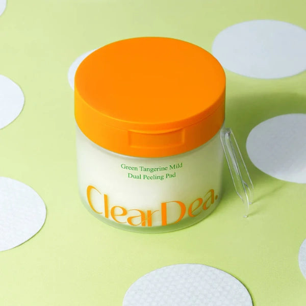 ClearDea Green Tangerine Mild Dual Peeling Pad – swipe across cleansed skin avoiding the eye area