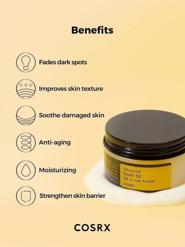 COSRX - Advanced Snail 92 All In One Cream - 100g Benefits
