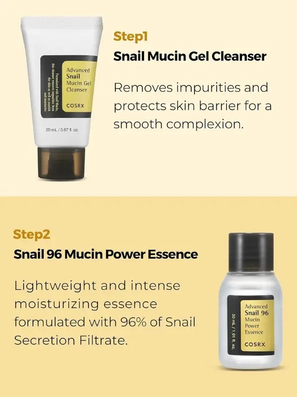 How to use COSRX All About Snail Kit – apply cleanser followed by a Mucin power essence