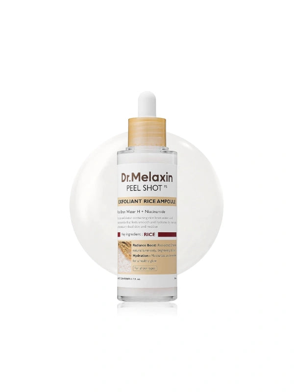 Dr Melaxin Peel Shot Exfoliant White Rice Ampoule 80ml – brightening exfoliating ampoule for smoother skin
