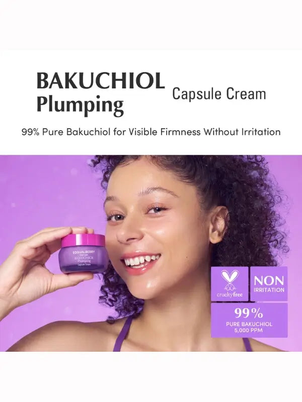 EQQUALBERRY Bakuchiol Plumping Cream – reduces fine lines, improves elasticity, and hydrates deeply