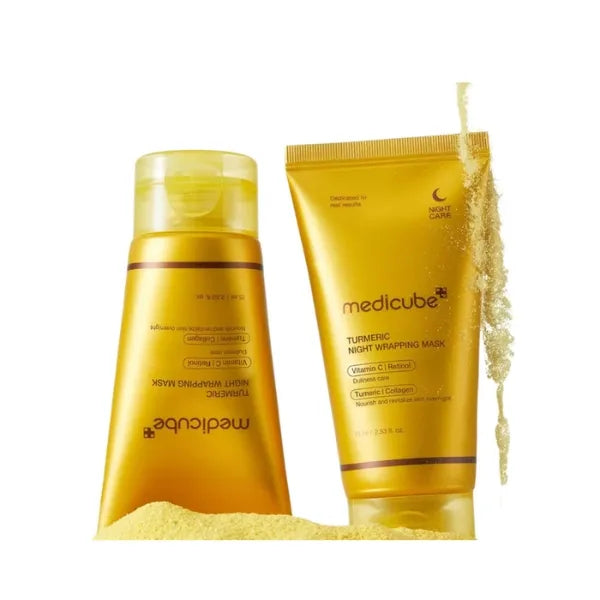 medicube kojic acid turmeric wrapping mask fades dark spots and restores radiance, ideal for humid UAE weather