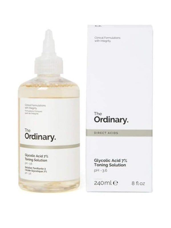 The Ordinary Glycolic Acid 7% Exfoliating Toner – hydrating acid toner for smoother, brighter skin