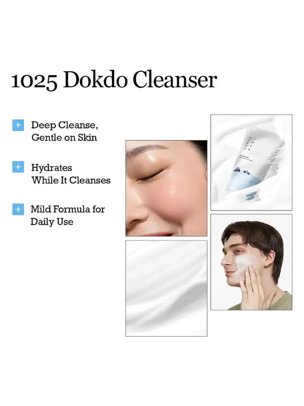 Benefits of Round Lab 1025 Dokdo Cleanser – removes impurities, hydrates, and balances skin