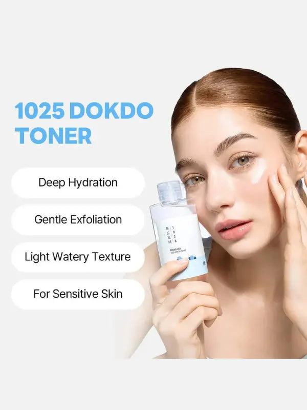 ROUND LAB – 1025 Dokdo Toner delivers deep hydration, soothes irritation, strengthens barrier, and prepares skin for next skincare step