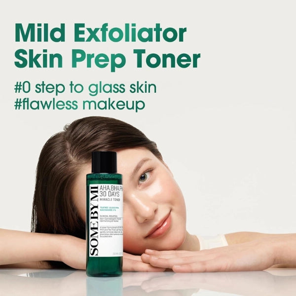 some by mi miracle toner aha bha pha - lightweight, watery toner soaked with exfoliating acids for refreshing oily skin in humid UAE climate