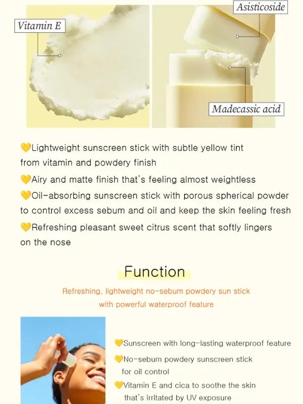 Benefits of Tocobo Vita Waterproof Sun Stick – protects from UVA/UVB and hydrates skin