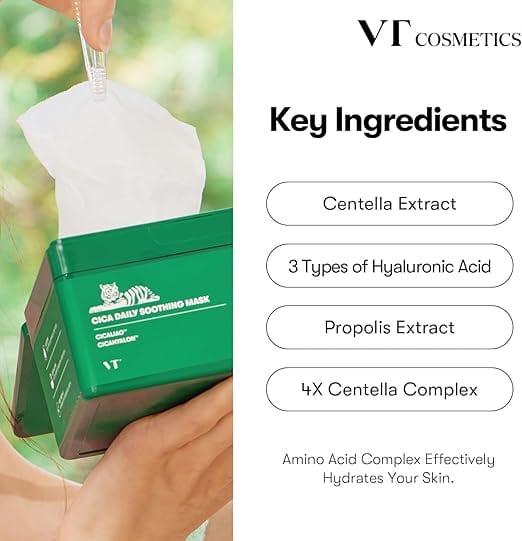 VT - Cica Daily Soothing Mask - 30 Sheets - key ingredients