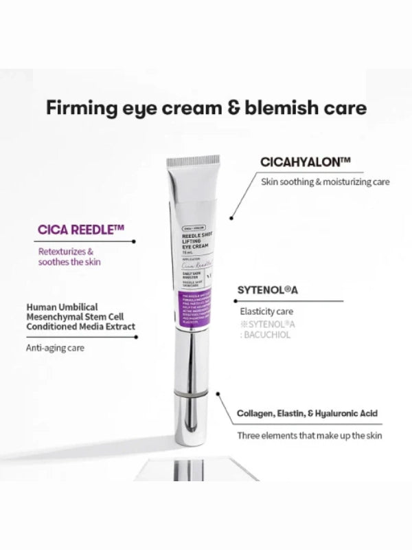 Benefits of VT Reedle Shot Lifting Eye Cream – reduces wrinkles, lifts sagging skin, and brightens dark circles